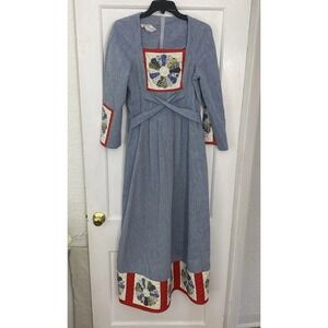 Holly - Gloria Morét of California Dresden Plate Quilt Dress Blue Chambray